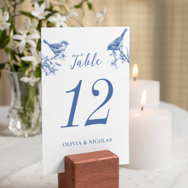 Carte de table de mariage de printemps Oiseaux Ble (Créateur téléchargé)