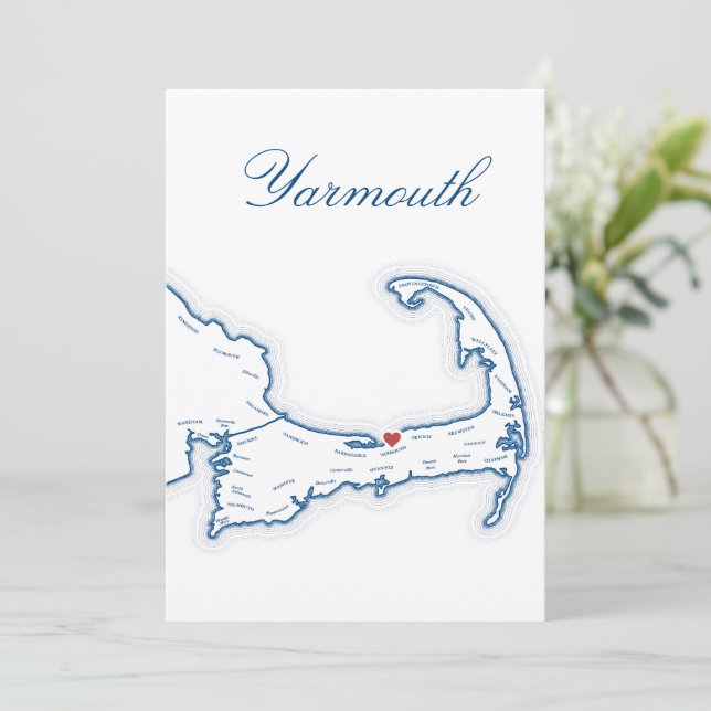 Carte de table de mariage de Yarmouth Cape Cod (Debout devant)