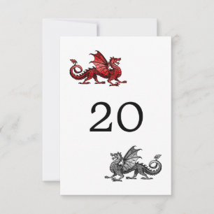 Carte de table de mariage Dragon Argenté Rouge