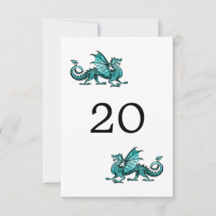 Carte de table de mariage Dragon de Teal