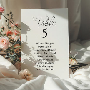 Carte de table de mariage élégante