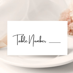 Carte de Table de Mariage Élégante Moderne Noir et