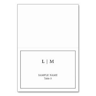 Carte de table de mariage élégante noir et blanc s