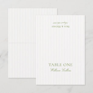 Carte de Table de Mariage Élégante Vert Sauge et B