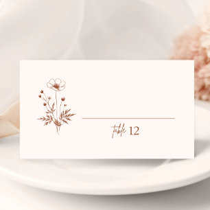 Carte de table de mariage en terre cuite aux fleur
