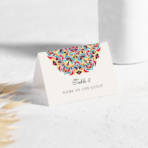 Carte de table de mariage floral fantaisiste orang