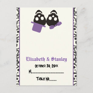 Carte de table de mariage Halloween crânes élégant