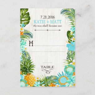 Carte de table de mariage hawaïen Luau Plage Rusti