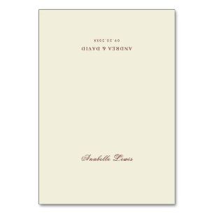 Carte de table de mariage ivoire et Bourgogne avec