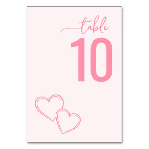 Carte de table de mariage minimaliste rose tendre