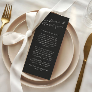 Carte de table de mariage personnalisée Merci Noir