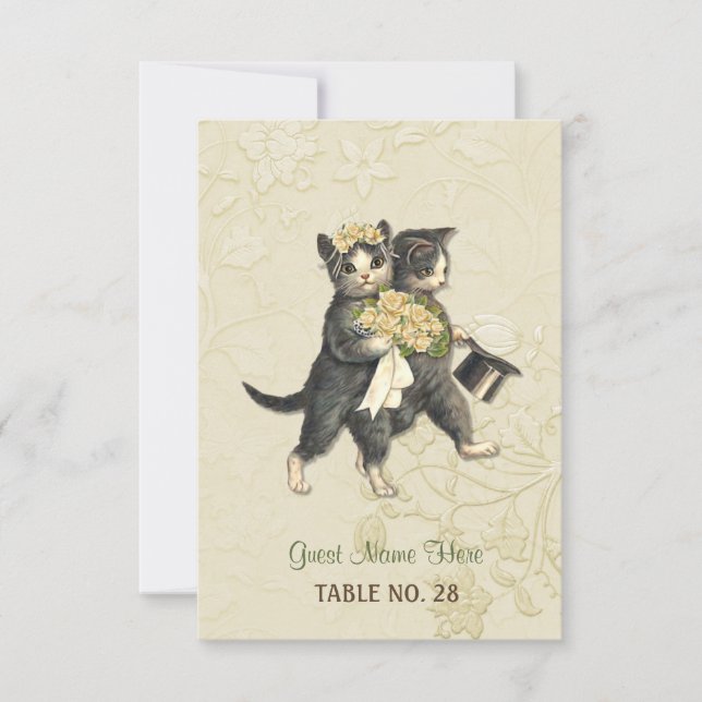 Carte de Table de Mariage Posh Cats Ivory Wedding (Devant)
