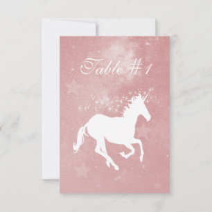 Carte de table de mariage rose Unicorn