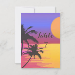 Carte de table de mariage sur la plage