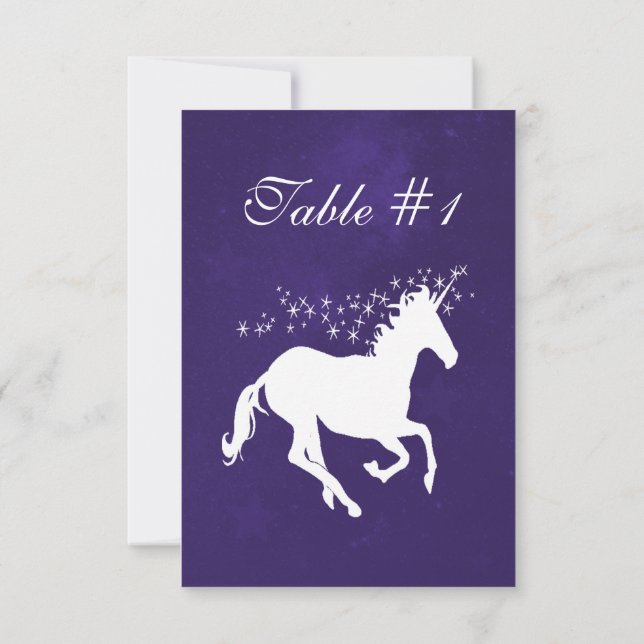 Carte de table de mariage violet Unicorn (Dos)