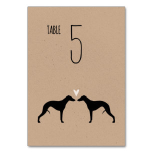 Carte de table de mariage Whippet Silhouettes