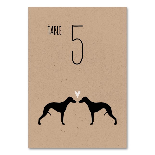 Carte de table de mariage Whippet Silhouettes (Par défaut)