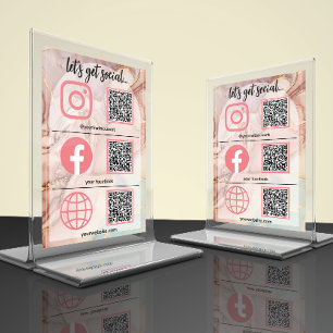 Carte de table de médias sociaux en or rose pour l