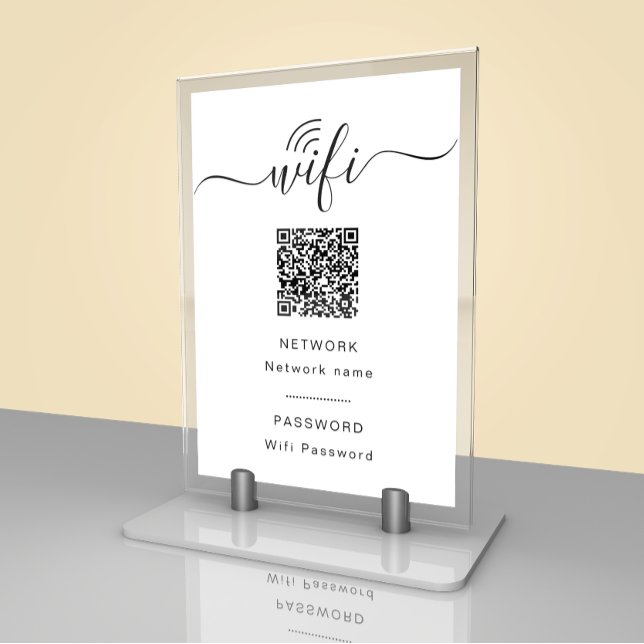 Carte de table de mot de passe Wifi Noir & Blanc (Créateur téléchargé)