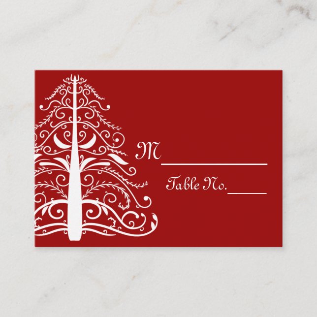 Carte de table de Noël de mariage d'hiver d'arbre  (Devant)