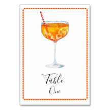 Carte de table de numéro Aperol Spritz