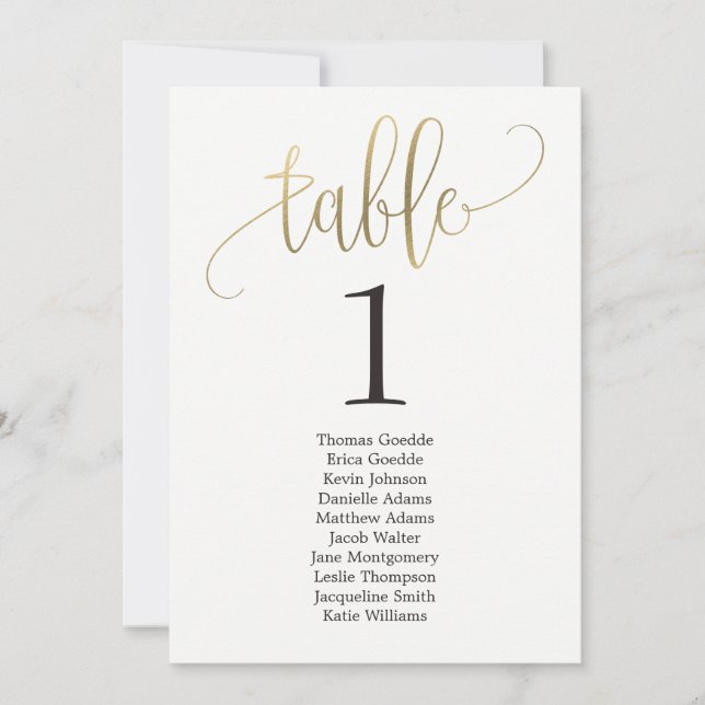 Carte de table de plan de siège Calligraphie adora (Devant)