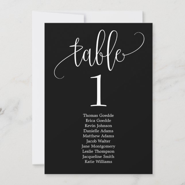 Carte de table de plan de siège Calligraphie adora (Devant)