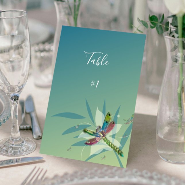 Carte de table de réception de libellules de repos (Resting Dragonfly Reception Table Number Card)
