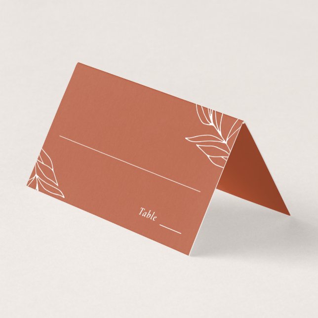 Carte de Table de Réception de Mariage Bohème Rust (Front)