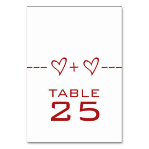 Carte de table d'équation de coeur rouge