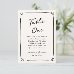 Carte de table dessinée à la main de manière fanta