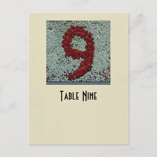 Carte de table du numéro 9 de photo (Devant)