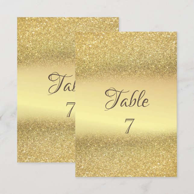 Carte de Table Élégante à Paillettes Dorées Bokeh (Devant / Derrière)