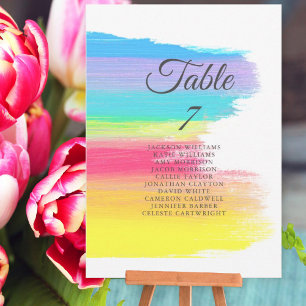 Carte de table élégante Rainbow Mariage avec nom