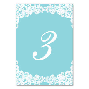Carte de table en dentelle élégante bleu Tiffany/M