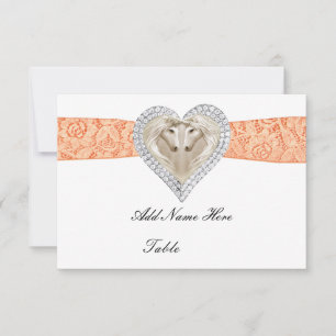 Carte de table en dentelle orange licorne
