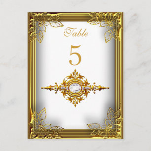 Carte de table en or blanc pour numéro de table