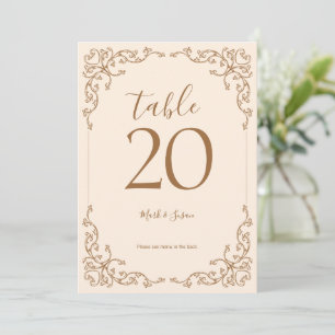 Carte de table et menu vintage Mariage cadre fleur