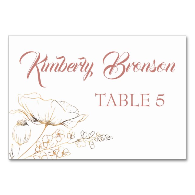 Carte de table Fleur sauvage Gold pour noms indivi (Devant)