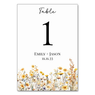 Carte de table fleur sauvage thème botanique nom c