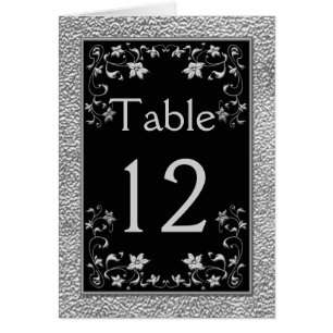 Carte de table florale noire et en eau douce