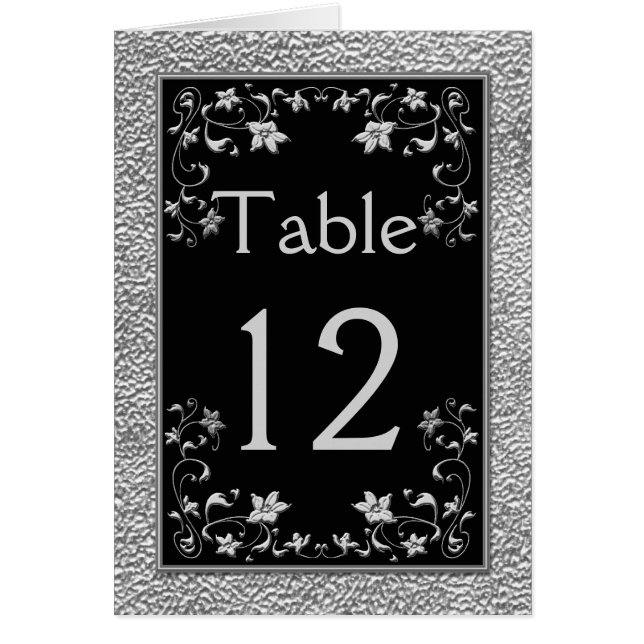 Carte de table florale noire et en eau douce (Devant)