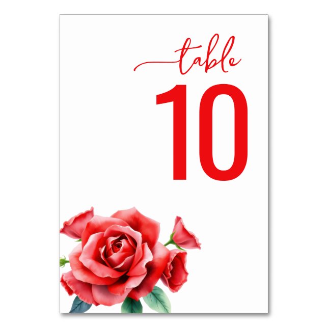 Carte de table florale rouge romantique (Par défaut)