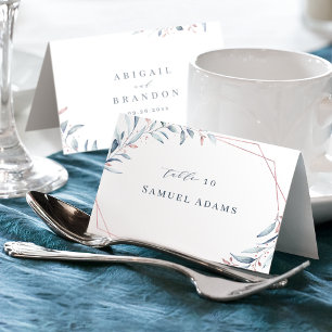 Carte de table géométrique Rose Gold Dusty Blue Gr