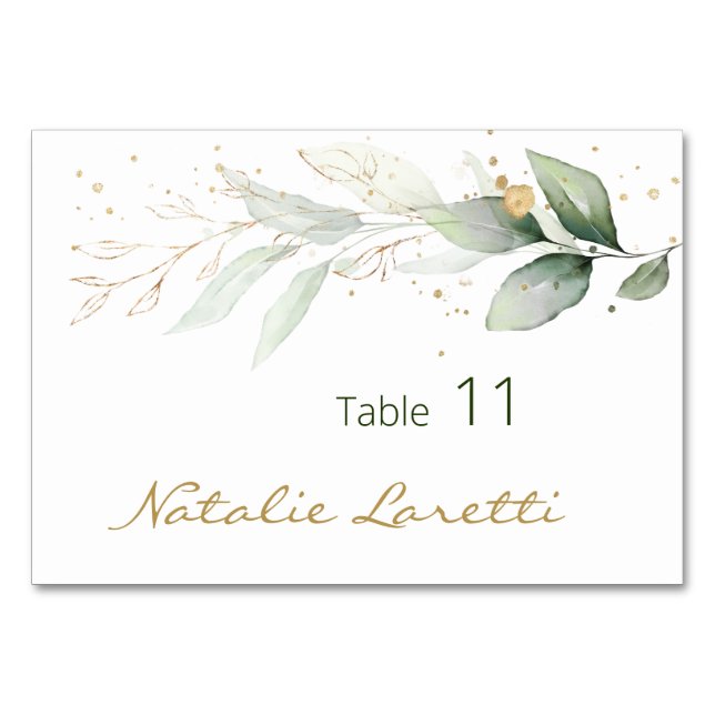 Carte de table Green Gold Foliing Place (Devant)
