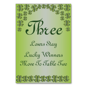 Carte de table irlandaise Lucky Four Leaf Clover #