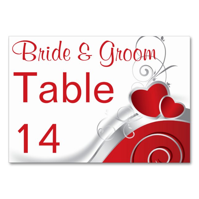 Carte de table - Linage Argent Coeur Rouge (Dos)