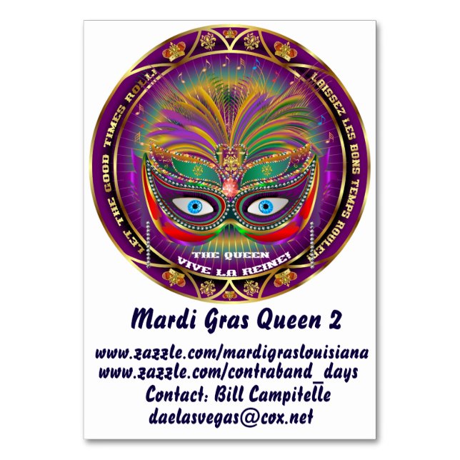 Carte de table Mardi Gras (Dos)