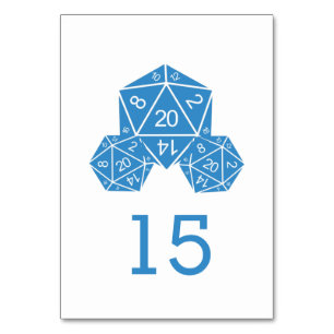 Carte de table Mariage Blue D20 Dice