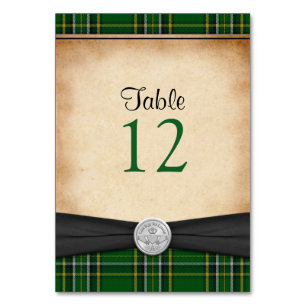 Carte de table Mariage celte Tartan Irlandais Clad